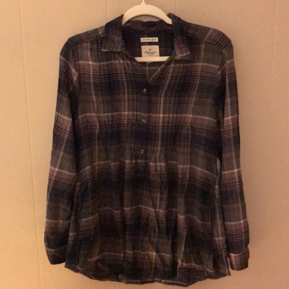 American Eagle Plaid Flannel Top